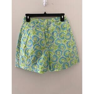 VTG Lilly Pulitzer Shorts Resort Leaping Lizards Green Blue Print High Waisted 4
